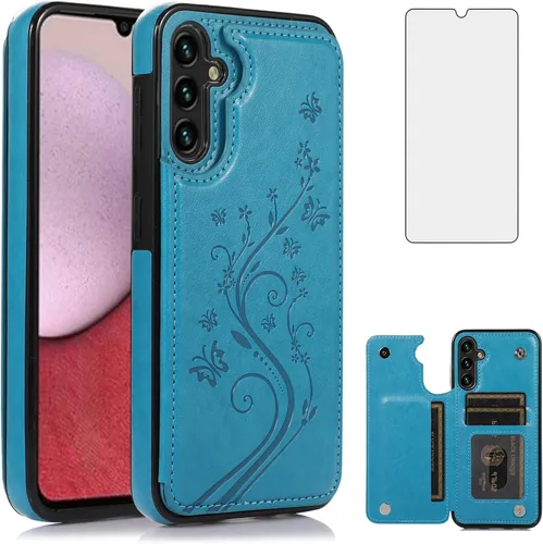 Vista 12 de Asuwish Funda de teléfono para Samsung Galaxy A14 5G con protector de pantalla de vidrio templado, tarjetero con soporte para tarjetero, soporte
