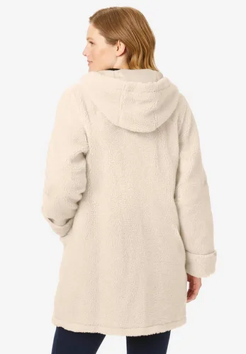 Vista 3 de Woman Within Chaqueta de forro polar bereber con capucha de talla grande para mujer