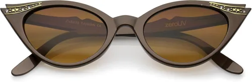 Vista 7 de zeroUV Gafas de sol de ojo de gato con lentes ovaladas con diamantes de imitación retro para mujer, 2.008 in A01 Tortuga/Ámbar