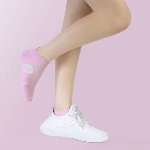 Vista 2 de Calcetines de compresión de tobillo para mujer con soporte de arco atléticos de corte bajo calcetines para correr para mujer, cojín