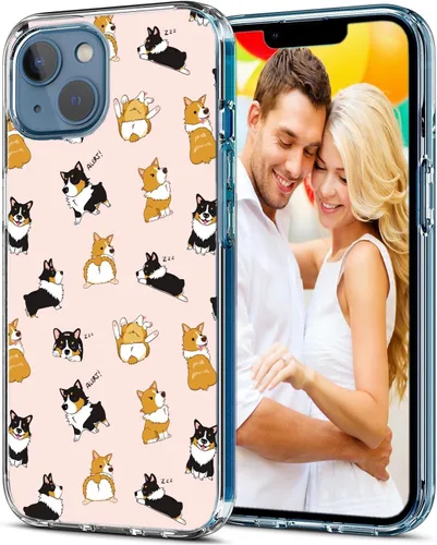 Vista 3 de Funda para iPhone 14, iPhone 13 para niñas, mujeres y hombres, a prueba de golpes, delgada, suave, TPU transparente, funda protectora con diseño Un