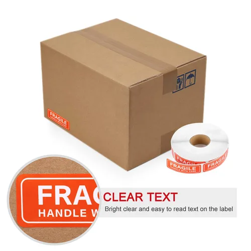 Vista 4 de Methdic - Etiquetas adhesivas frágiles de 2,5 x 7,6 cm, adhesivo fuerte, 1 rollo/1000 etiquetas (manejar con cuidado, frágil) - Etiquetas para envío