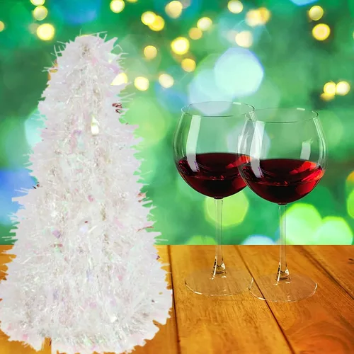 Vista 3 de Generic Árbol de oropel blanco iridiscente de Navidad, 10 pulgadas, material de PVC