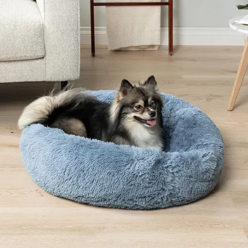 Vista 8 de PetAmi Cama calmante para perros y gatos pequeños y medianos, 23 camas redondas en forma de dona, cama lavable y esponjosa de piel sintética