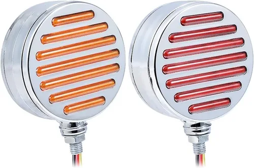 Vista 13 de Astra Depot 2 piezas de luz de cara doble de 3" redondas, 24 LED, color rojo, ámbar y blanco, para remolque de camión semi, tractor, vehículo largo