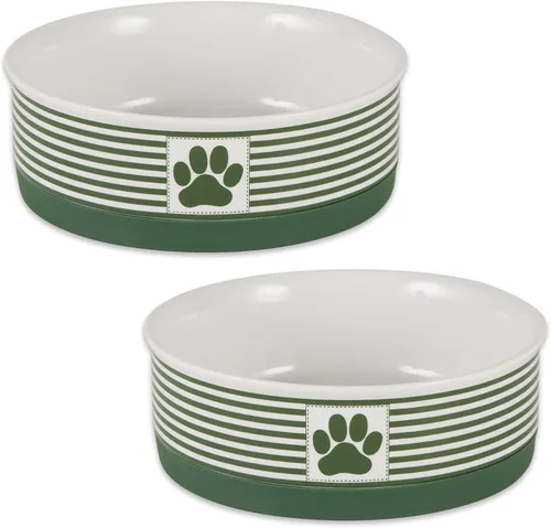 Vista 16 de Bone Dry Ceramic Stripe Paw - Cuencos para mascotas, aptos para lavavajillas, pequeños, 4.25 x 2, negro, 2