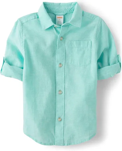 Vista 18 de Gymboree Camisa de manga larga con botones para niños y niños pequeños Rojo
