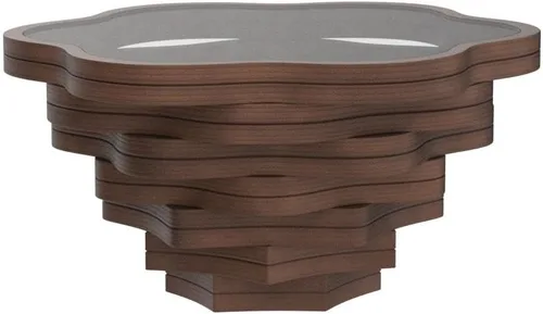 Vista 5 de by Papella Design, Mesas de centro de nogal natural Veener para sala de estar, mesa rústica, mesa de centro para sala, mesa central, mesa de Marrón