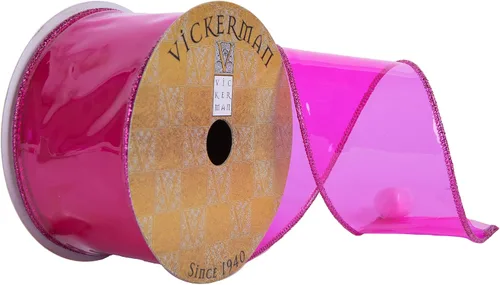 Vista 6 de Vickerman Cinta de Navidad de PVC transparente mandarina de 2.5" x 10 yardas