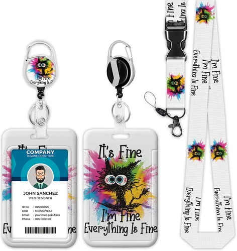 Vista 8 de Soporte para tarjetas de identificación con cordón, cordones de béisbol para tarjetas de identificación, soporte retráctil para tarjetas