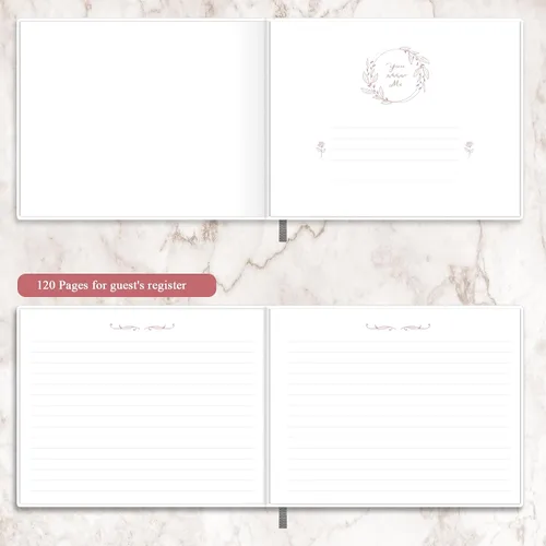 Vista 3 de CalenDream Hermoso libro de invitados de boda, libro de registro de 7 x 9 pulgadas, papel grueso de 120 GSM, libro de tapa dura con bordes dorados