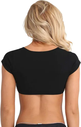 Vista 3 de FEESHOW Camisetas de algodón de manga corta con cuello redondo para mujer