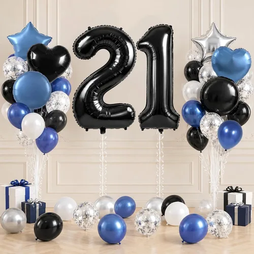 Vista 313 de TONIFUL Globo de aluminio negro de 40 pulgadas con el número 0, decoraciones de cumpleaños negro (Bk-black)
