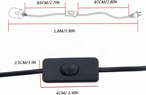 Vista 2 de Paquete de 2 cables de extensión de enchufe de luz LED E26/E27 de 5.9 pies con interruptor de encendido/apagado y enchufe de alimentación de CA