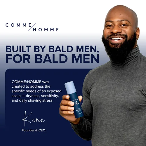 Vista 7 de Comme Homme Jabón hidratante para el cuero cabelludo para hombres calvos, limpia, calma y energiza suavemente con albahaca, aloe, té de árbol