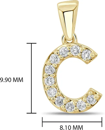 Vista 261 de Collar colgante con letra inicial de diamantes en oro amarillo de 14k (1/10 quilates) 18 pulgadas
