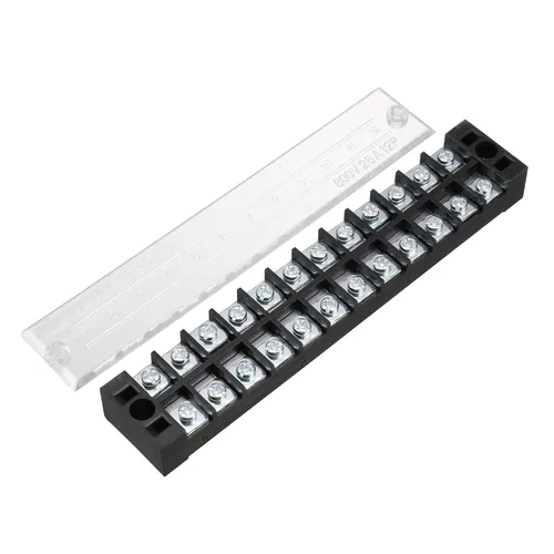 Vista 2 de uxcell A13052800ux0615 600V 25A Filas dobles 12P 12 posiciones Bloque de terminales de tornillo de barrera cubierto