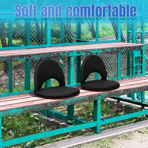 Vista 5 de Maitys 2 asientos de estadio para gradas con soporte para espalda, silla acolchada plegable para estadio con 5 posiciones ajustables, silla portátil