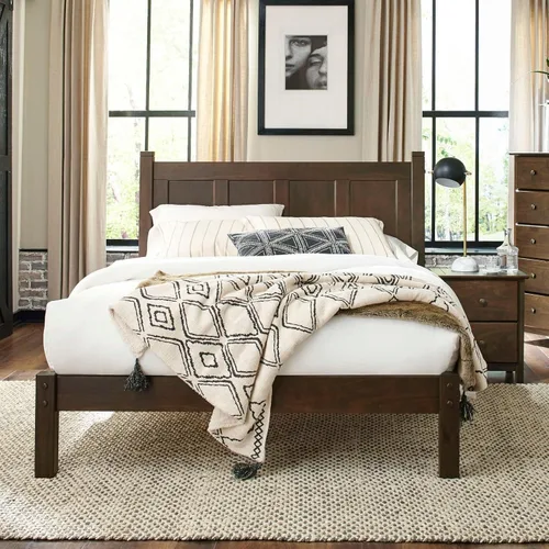 Vista 14 de Grain Wood Furniture - Cama plataforma de panel de madera maciza Shaker, tamaño individual, cereza