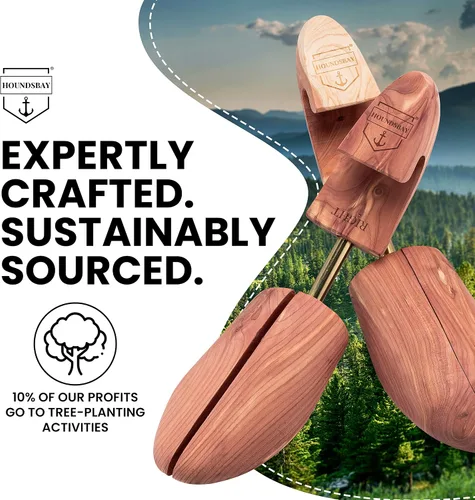 Vista 8 de HOUNDSBAY Paquete de 2 árboles de zapatos para hombres, estiradores de zapatos de madera para hombres, árboles de zapatos de cedro para hombres