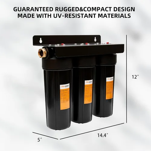 Vista 8 de Sistema de filtro de agua para caravanas, accesorios de latón sin fugas, tres filtros incluidos reducen los sedimentos, filtro de agua