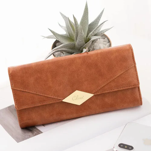 Vista 2 de Cartera de cuero suave para mujer con tres pliegues y organizador de tarjetas
