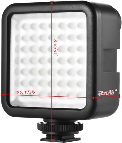 Vista 7 de Andoer W49 Mini cámara de enclavamiento LED Panel luz regulable videocámara iluminación de vídeo con adaptador de montaje de zapato para Canon Nikon