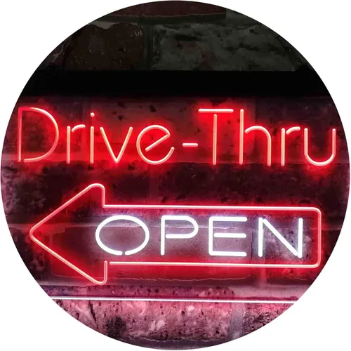 Vista 17 de ADVPRO Drive Thru Open Flecha Izquierda Señal de neón LED de doble color, azul y rojo, 24 x 16 pulgadas st6s64-i3827-br