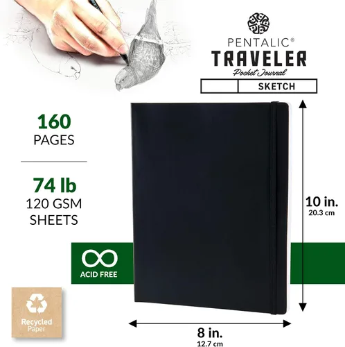 Vista 3 de Cuaderno de bocetos Travelers Dot Grid Pentalic Art, libre de ácidos