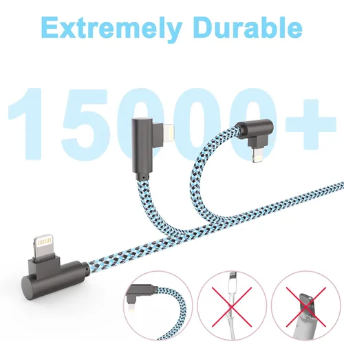 Vista 3 de Cable de carga para iPhone, cable Lightning de 6 pies, 3 unidades, cable de carga largo para iPhone 11, cargador para iPhone 6 pies