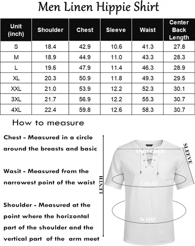 Vista 6 de COOFANDY Camiseta casual de lino de algodón para hombre, manga corta, con cordones, camisa hippie