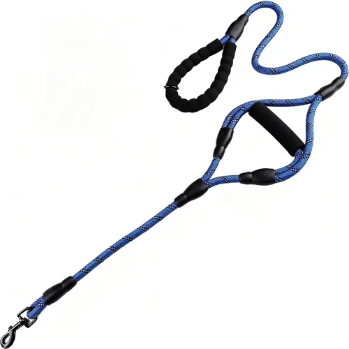 Vista 10 de Love Dream Correa para perro de 5 pies de largo con 2 cómodas asas acolchadas, hilos reflectantes con doble asa para control de seguridad, correa