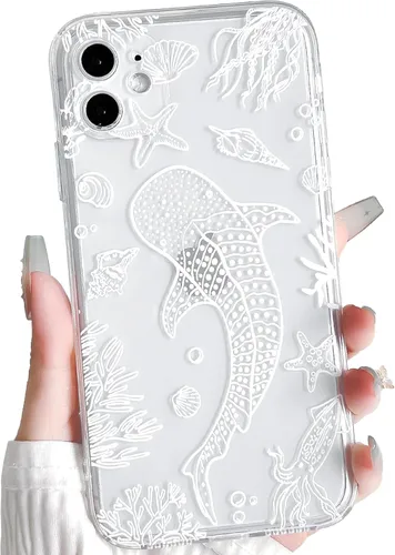 Vista 20 de NITITOP Funda para iPhone 13 Clear Sea Animal - Pez negro Pescado Negro