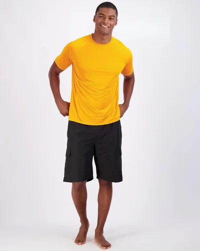 Vista 5 de Real Essentials Paquete de 4 camiseta de manga corta para hombre, de secado rápido, protección solar UPF 50+ (disponible en tallas grandes y altas)