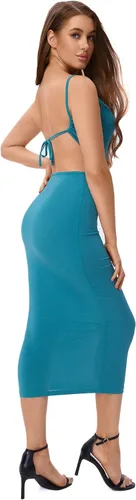 Vista 2 de Verdusa Vestido largo sin mangas para mujer con cuello redondo y nudo anudado