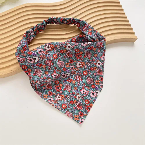 Vista 7 de Pañuelo elástico para el cabello, bandanas para el cabello, bufanda de lunares para mujeres y niñas (flor de satén retro)
