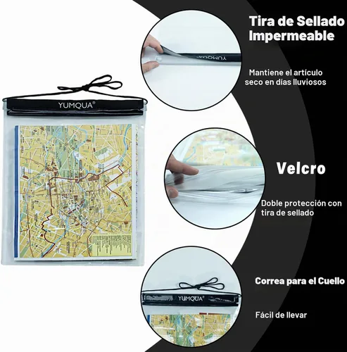 Vista 3 de YUMQUA Bolsas impermeables de gran tamaño, paquete de 3, soporte hermético transparente para documentos, mapa, cámara, teléfono celular, llave