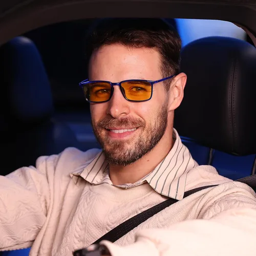 Vista 2 de DUCO Las mujeres redondas polarizadas visión nocturna conducción antideslumbrante amarillo gafas polarizadas reducen el deslumbramiento y mejoran