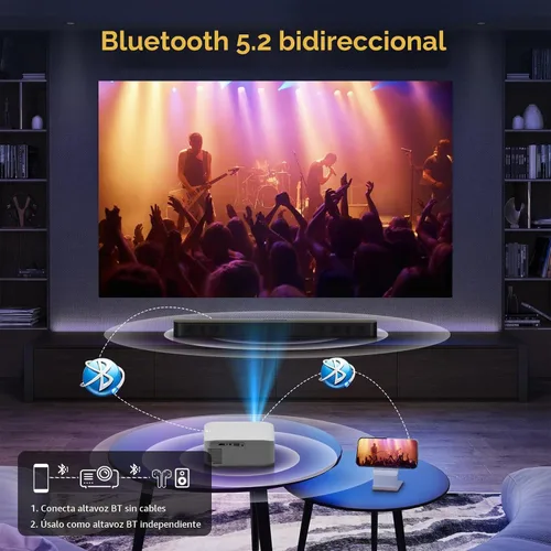 Vista 7 de [Aplicaciones integradas] Mini proyector inteligente de corto alcance 4K con WiFi 6 y Bluetooth, proyector de película para exteriores Keystone