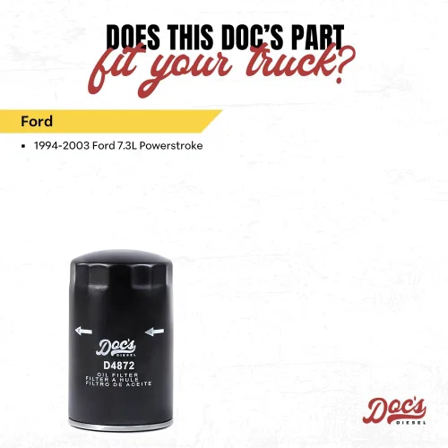 Vista 3 de Doc's Diesel Filtro de aceite D4872 Compatible con Ford 7.3L Powerstroke 1994-2003 Sustituye a FL1995
