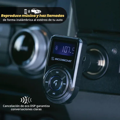Vista 5 de Scosche BTFM3 BTFREQ Kit universal de manos libres Bluetooth para coche con transmisor FM digital y cargador de coche USB de 10 W, color negro XL