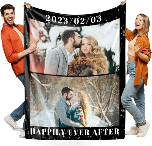 Vista 17 de Manta personalizada con foto, manta de collage personalizada con tu propia imagen, fabricada en Estados Unidos, regalo para ella, él, mujeres