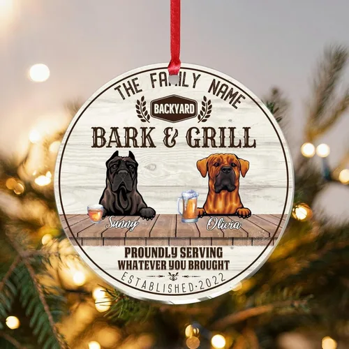 Vista 17 de SILYHEART Presa Canario & Welsh Hound Christmas Acrylic Ornaments Pet Dog Ceramic Christmas Keepsake Family Dog Name Funny Craft Hanging Ornaments
