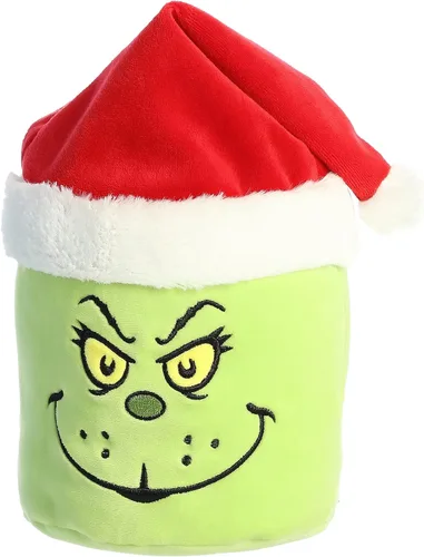 Vista 5 de Aurora Whimsical Dr. Seuss Santa Grinch Mallows - Peluche con licencia oficial para juegos imaginativos, perfecto para niños y adultos, color verde