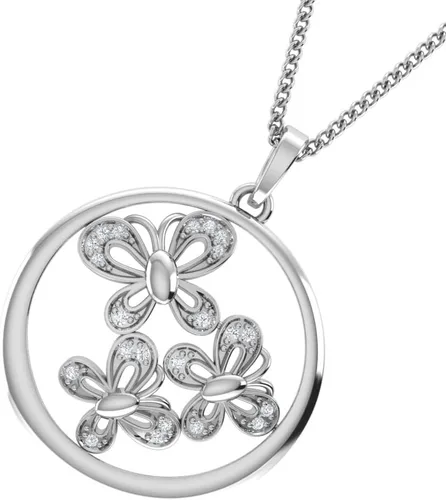 Vista 2 de Colgante de medallón de flores de margarita de corte redondo de diamante natural Tw de 19 quilates de 18 pulgadas en plata de ley 925 para mujer