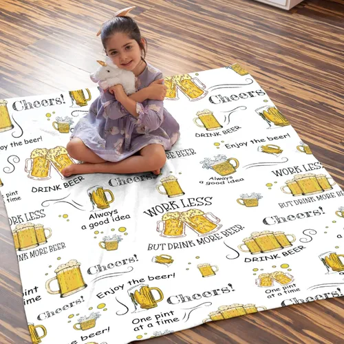 Vista 3 de Manta de cerveza de regalo para niñas, niños y adultos, manta de franela súper suave para sofá, cama, campamento y viajes, decoración cálida