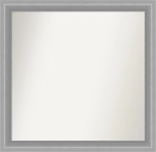 Vista 222 de Amanti Art Espejo de baño plateado para sobre el fregadero, 24 x 24 pulgadas, espejo cuadrado de peltre forjado a medida, marco de madera casual