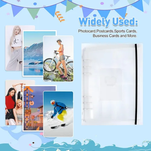 Vista 7 de SHANGRLA Carpeta para tarjetas fotográficas A5 Kpop con 25 fundas de doble cara, organizador recargable de 6 anillos para tarjetas intercambiables
