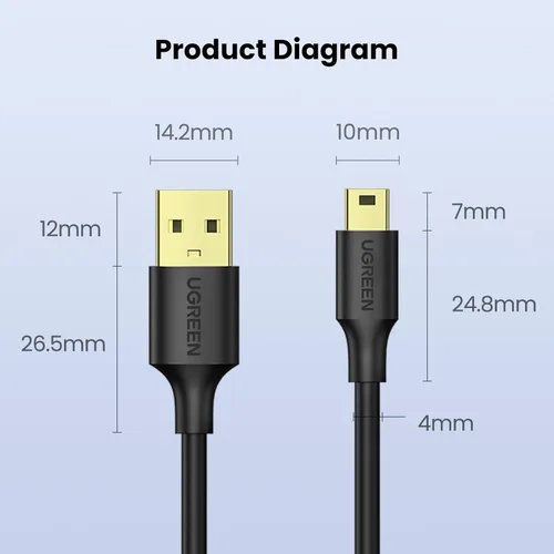 Vista 9 de UGREEN Cable mini USB de 3 pies, cable USB Mini 2.0, cable de carga mini USB B compatible con Garmin Nuvi GPS, SatNav, Dash Cam, cámara, controlador