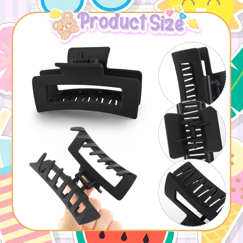 Vista 4 de WLLHYF Pinzas cuadradas de 3.5 pulgadas para el cabello, pasadores mate antideslizantes, horquillas de sujeción fuerte, pinzas de plátano medianas